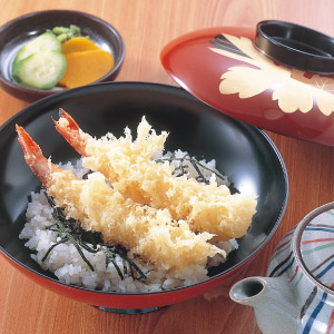 Tempura and rice with dashi